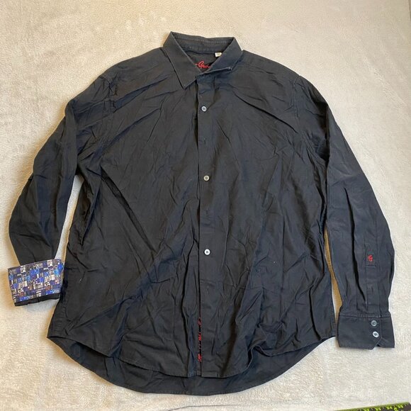 Robert Graham Mens Shirt 2XL Black Shirt Long Sleeve Button-Up With Patterned Cu - Picture 8 of 8